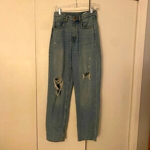 90s baggy jeans ultra high waist ripped